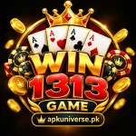 WIN1313 Game APK logo with apkuniverse.pk branding